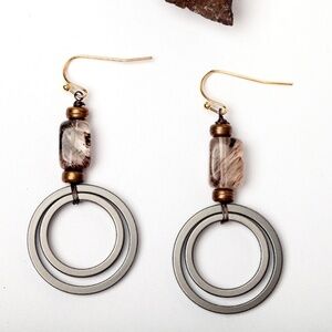 Natural stone and hematite earrings